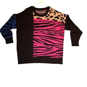 Torrid Black Pink Knit Sweater, Crew Neck, Long Sleeves 2X (XXL)